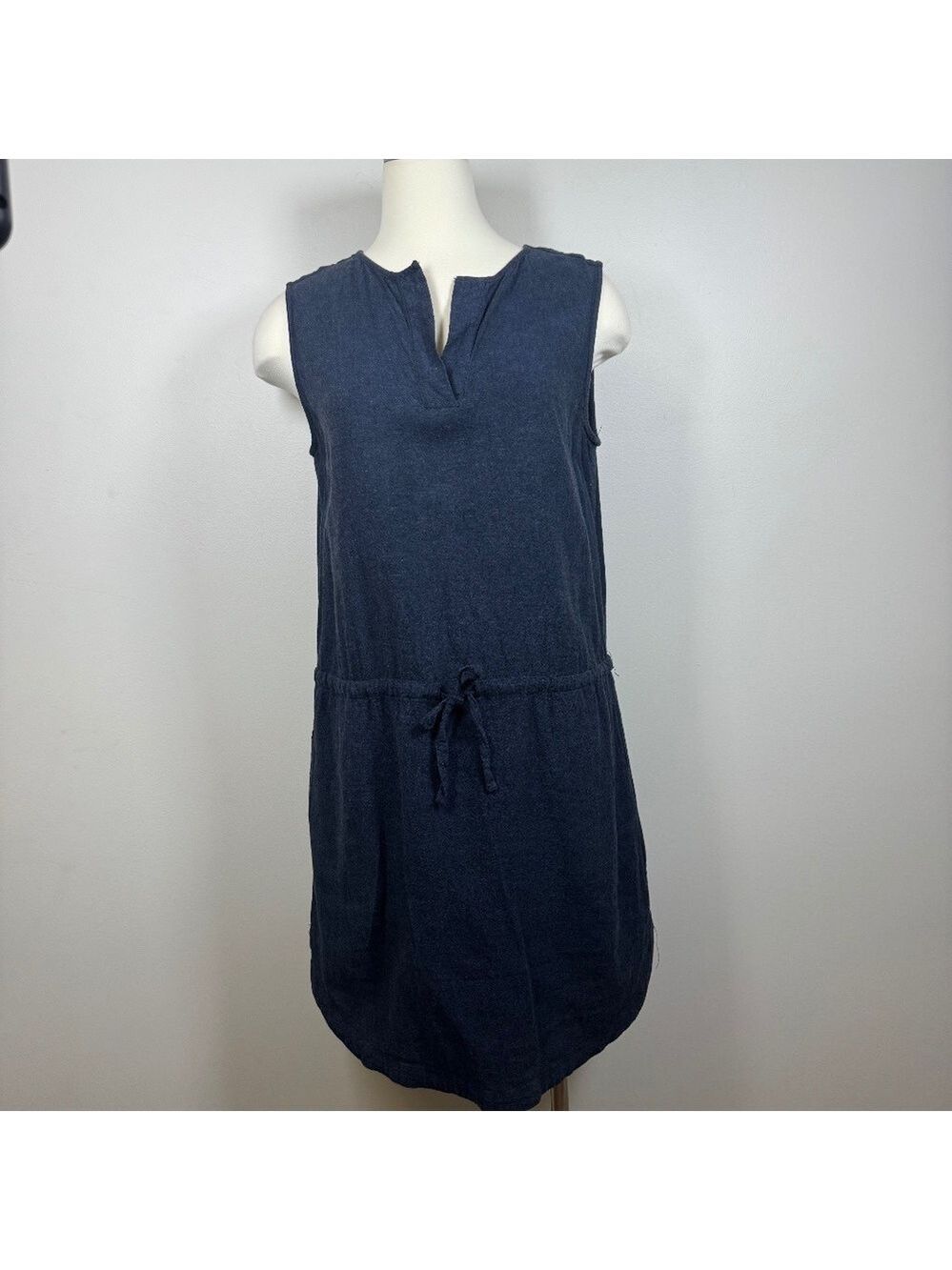 Roots Blue Hazelton Mini Dress Large linen blend
